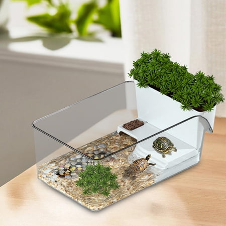 Serenable Small Turtle Tank Enclosure Reptile Habitat for Small Reptiles Crabs Turtles White