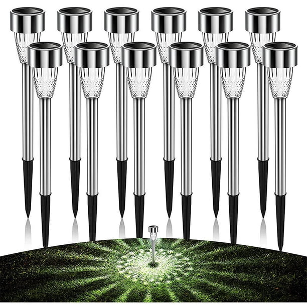Luz solar, 12 piezas de luces solares para exteriores, luces solares para caminos, luces solares impermeables para jardín, decorativas para pasarela de jardín (luces cálidas) JAMW Sencillez