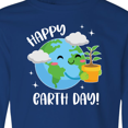 thumbnail image 4 of Inktastic Happy Earth Day Cute Smiling Planet Earth with Tree Long Sleeve Youth T-Shirt, 4 of 5