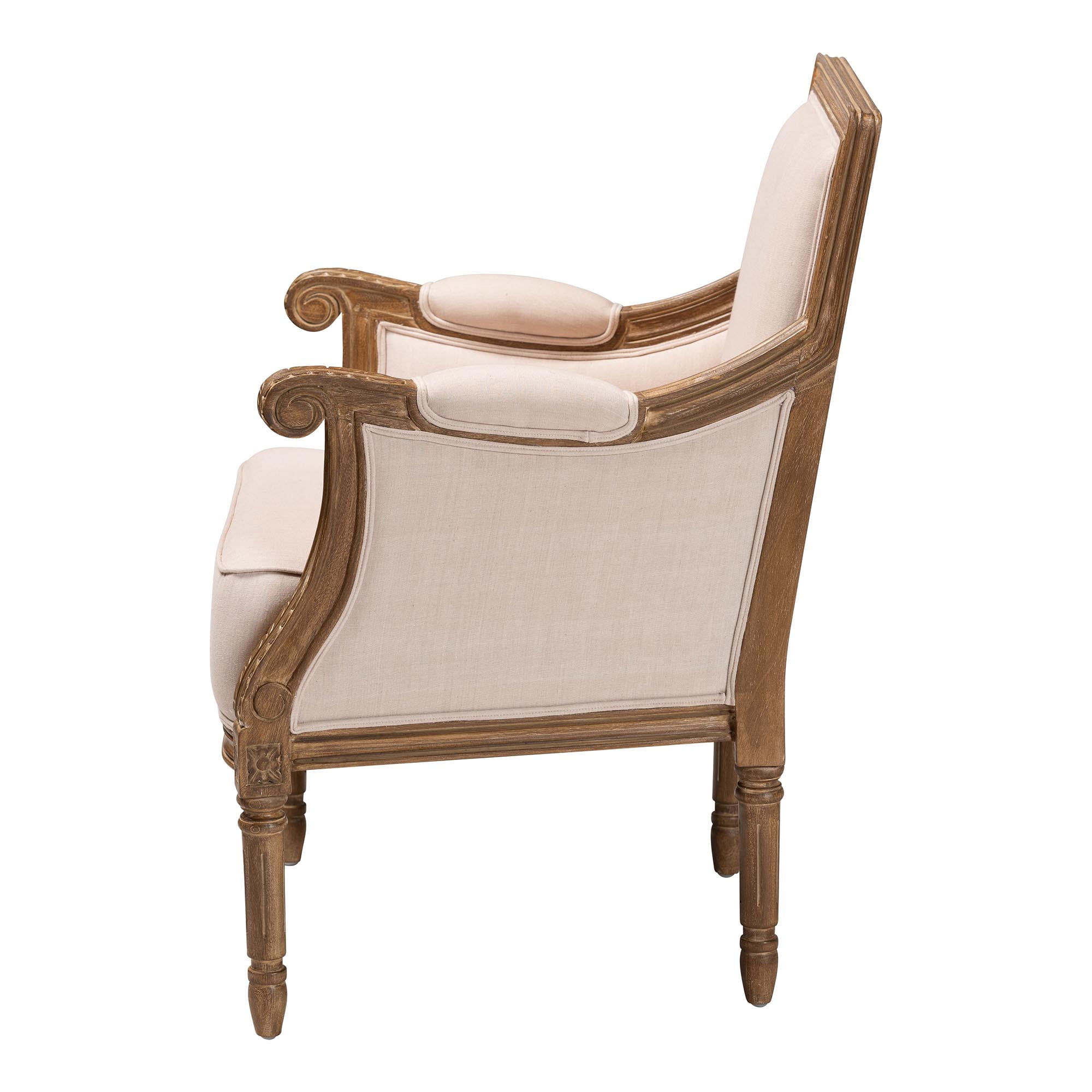 Baxton Studio Chavanon Accent Chair in Light Beige and Brown