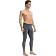 thumbnail image 2 of Active Men's Full Length Seamless Compression Leggings with Smooth Wide Waistband and Second-Skin Fit - Medium, Gray, 2 of 5
