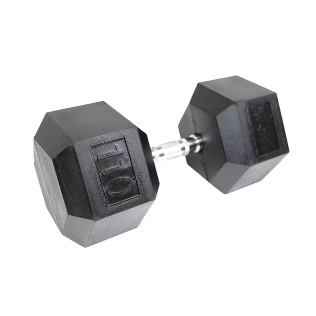 Mega Fitness Haltère Hexagonal en Caoutchouc 110 lb Poignée Moletée Simple Gym à Domicile