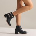 thumbnail image 3 of NECHOLOGY Botas Mujer Adulto Femenino Zapatos Botines mujer Zapatos de mujer de moda Estilo inglés Cuero Tacón bajo Tacón grueso Cremallera lateral Botas casuales (Black, 7.5), 3 of 4
