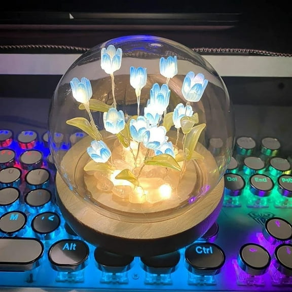 Tulip Lamp Gifts for Women, LED Tulip Crystal Glass Ball Night Light Bedroom Decor Tulip Night Light for Birthday Anniversary Mother's Day Valentines Day