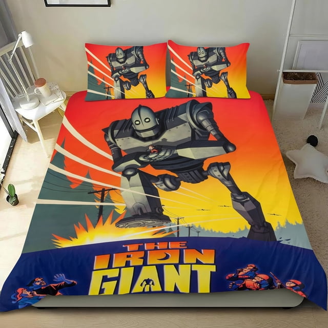 El Gigante de Hierro Conjunto de sábanas temático, trío de piezas, cómodo y amigable con la piel, diseño único, regalo de decoración para el hogar para familiares, amigos y fans,140cm *210cm