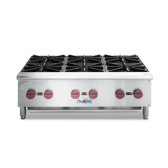 DURING D-HSD-BG-6 36" Commercial Countertop Gas Range - 6 Burner Gas Stove with 150,000 BTU