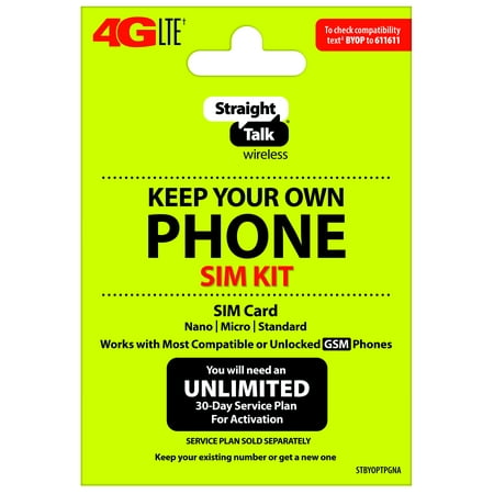 Straight Talk Keep Your Own Phone SIM Card Kit - T-Mobile GSM Compatible