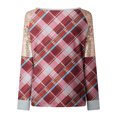 thumbnail image 4 of Haut en Polyester à Manches Longues Imprimé à Carreaux Col Rond Classique Ample Multicolore pour Femmes (Violet, m), 4 of 4