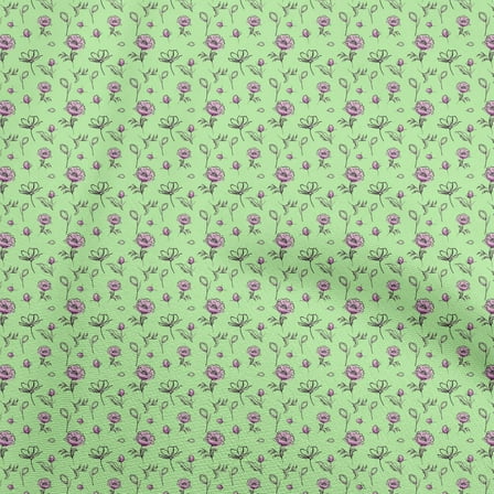 oneOone Polyester Lycra Light Green Fabric Floral Fabric For Sewing Printed Craft Fabric By The Yard 56 Inch Wide