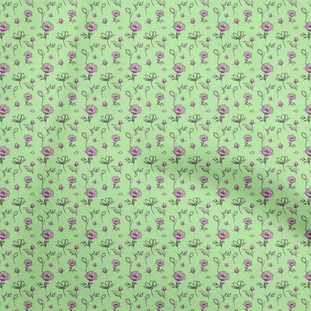 oneOone Rayon Light Green Fabric Floral Craft Projects Decor Fabric Printed By The Yard 56 Inch Wide