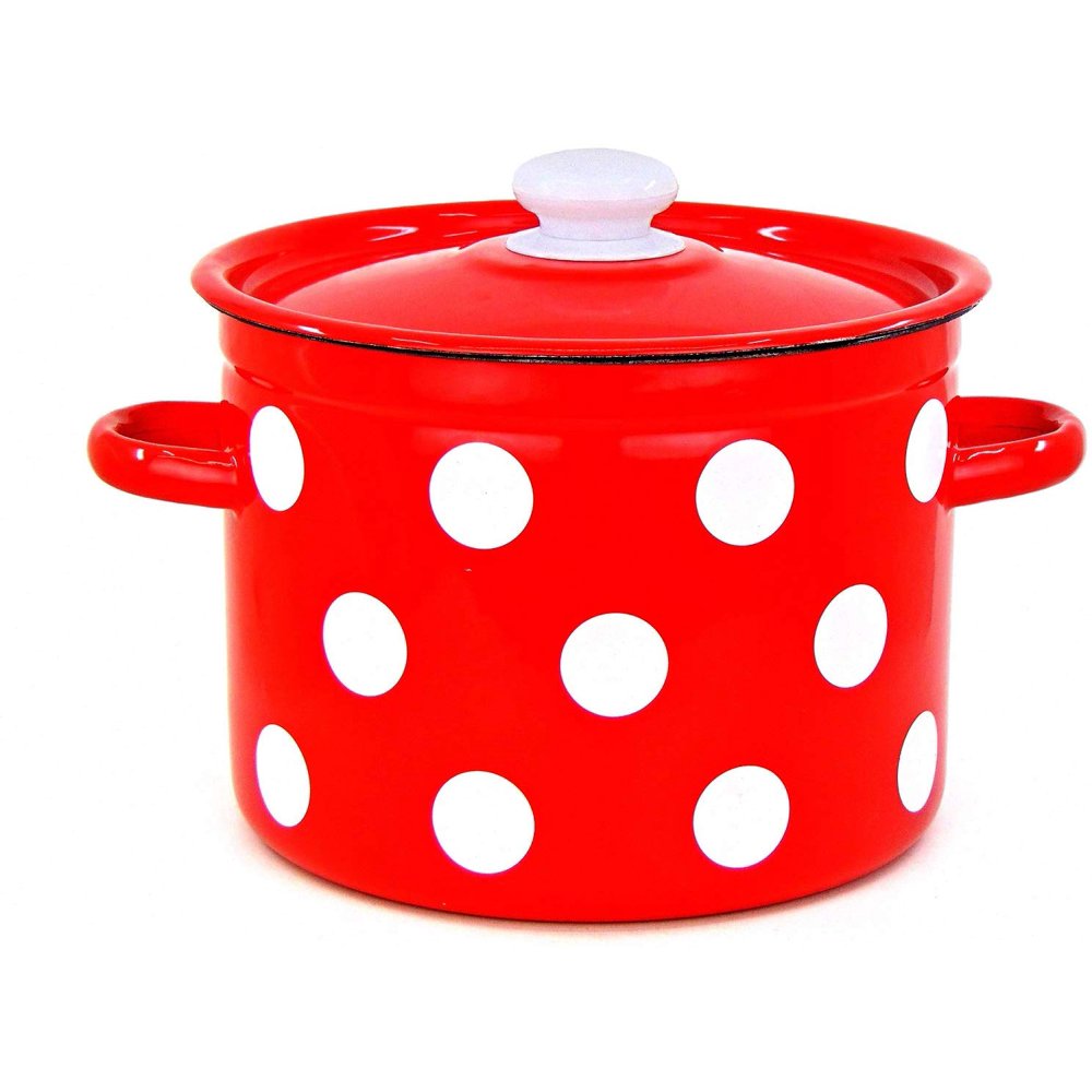 Idilia Enamel Cylindrical Pot, Enamel Cookware, Enamel Steel Pot with