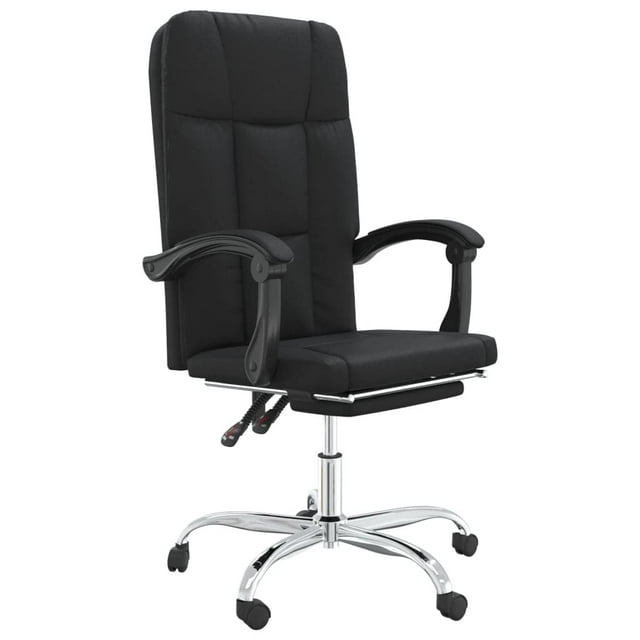 Silla VidaXL, escritorio reclinable con ruedas, giratoria 360°, piel negra