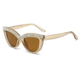 thumbnail image 5 of 2026 European and American trendy stylish personalized handcrafted diamond-embellished cat-eye sunglasses, fashionable retro high-end sunglasses for women, 5 of 6