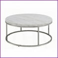 thumbnail image 3 of Round Natural Marble Top Coffee Table with Nickel Finish – Timeless Elegance for Living Room, 3 of 5
