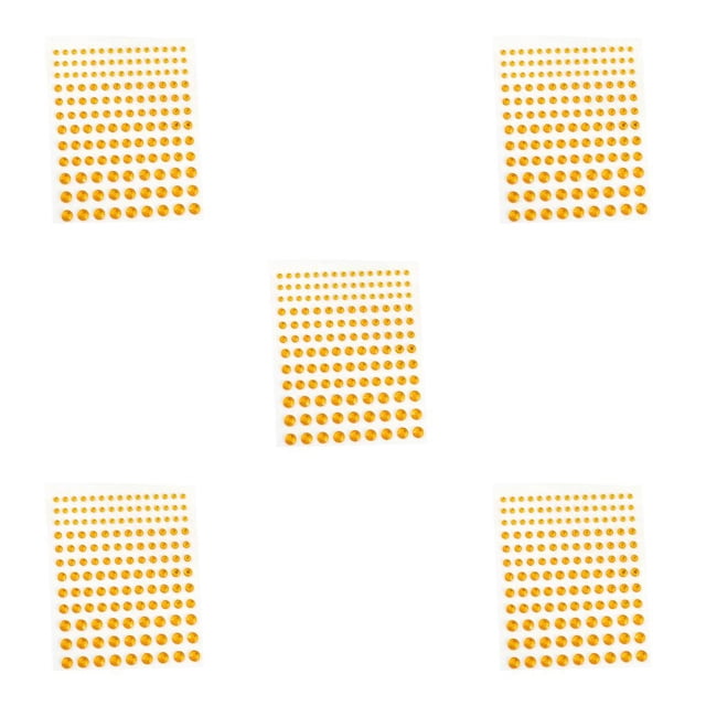 Wisewang Eye Face Gems Jewels Rhinestone Stickers Bling Beads Forehead Makeup Accessory DIY Nail Art Decorations Wedding Yellow 5Set