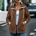 thumbnail image 2 of HappyYEE Women’s Lapel Zip Jacket - Drawstring Long Sleeve Coat Tops with Pockets - Loose Fall Daily Casual Outerwear, 2 of 9