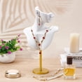 thumbnail image 2 of Jewelry Display Stand White Resin Side Body Model Bust Shaped Jewelry Earrings Display Stands with Metal Base for Earrings Necklaces White, 2 of 9
