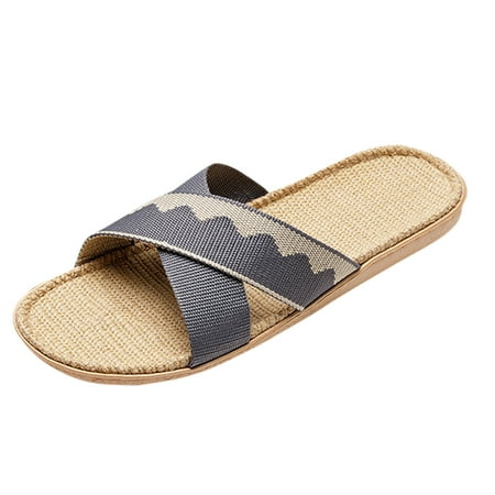 

Youmylove Slippers Women Men Linen Shoes Summer Household Beach Slippers Sandals Floor Shoes Slides Leisure Ladies Cozy Daily Walking