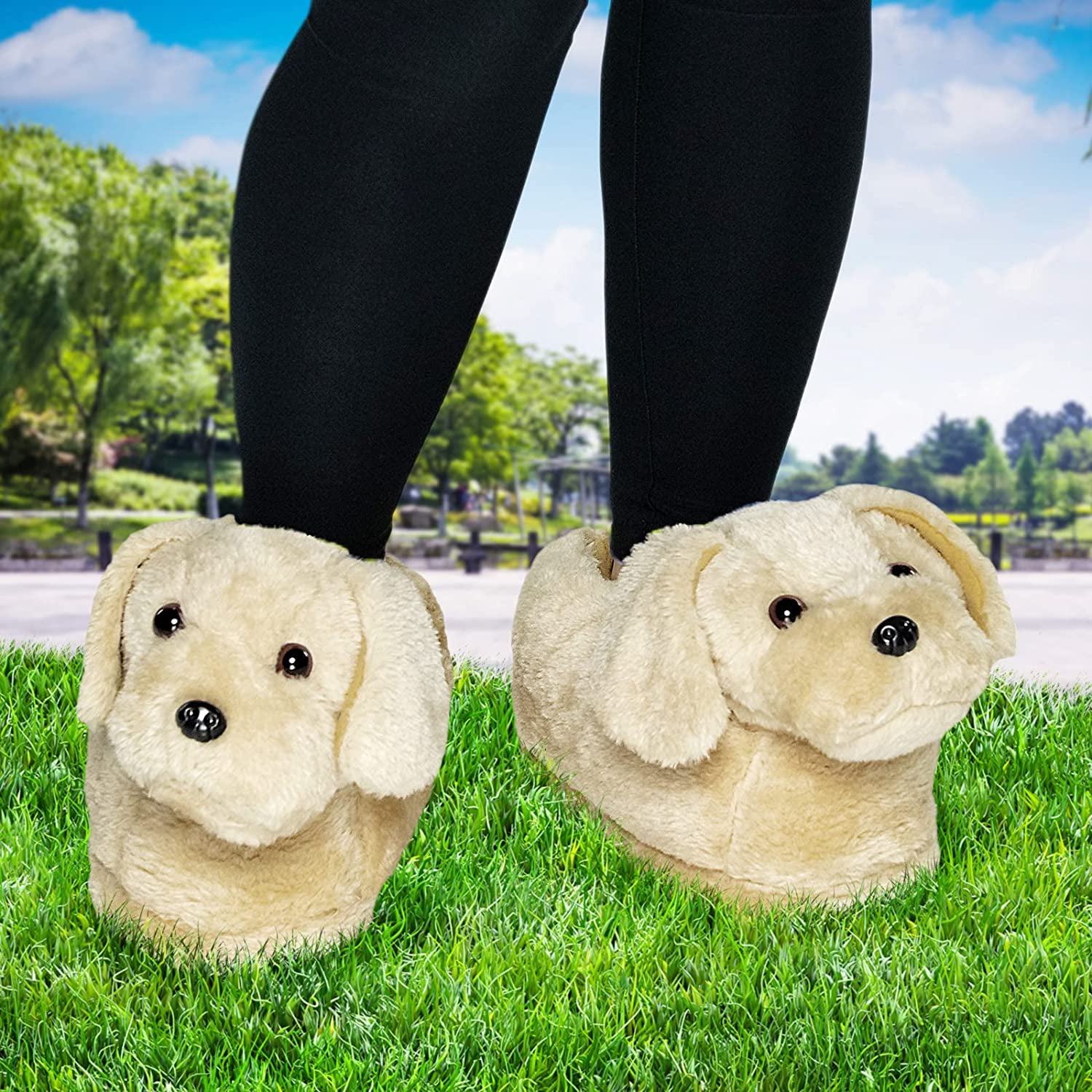 Golden Retriever Slippers Plush Dog Slippers w Platform by