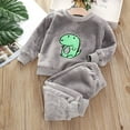 thumbnail image 2 of Bjutir Toddler Boys Outfit Set Pajamas Thickened Fall Winter Fuzzy Fleece Velvet Long Sleeve Crewneck Tops With Pants Grey Size 12-18 Months, 2 of 3