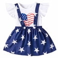 thumbnail image 3 of Ulitacool Girl'S 4Th Of July Clothes Patriotic Outfit Sleeveless Shorts Independence Day Star Print Tees Dress With And Adjustable Straps Fashion Clothing 12-24 Months White, 3 of 8