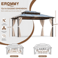 thumbnail image 3 of EROMMY 12'x16' Outdoor Polycarbonate Double Roof Hardtop Gazebo Canopy Curtains Aluminum Frame with Netting for Garden,Patio, 3 of 9