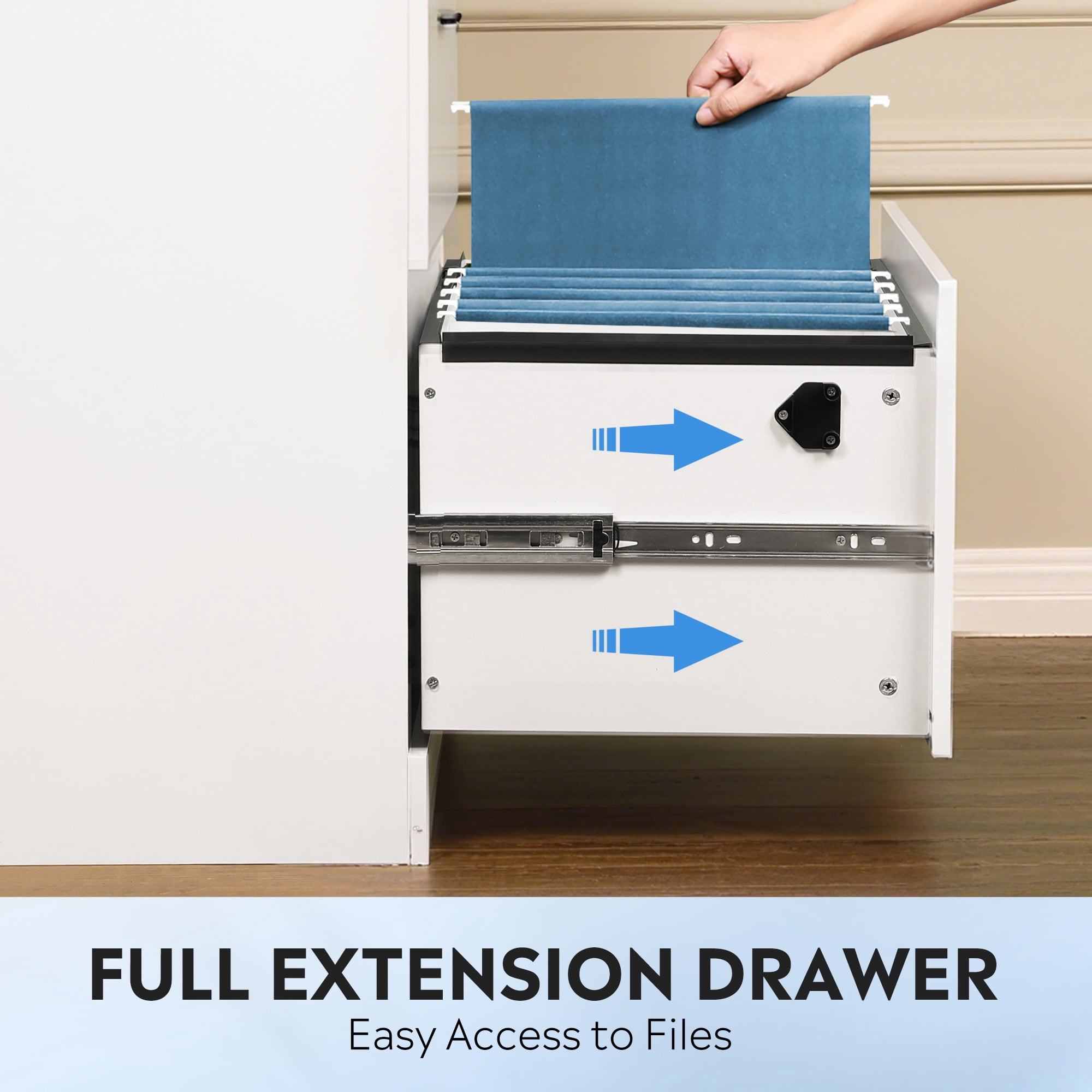 GALAXHERO 2 Drawer File Cabinets Wood Lateral Filing Cabinets with Lock for Home Office, White