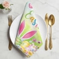 thumbnail image 2 of Easter Cloth Napkins, Spring Bunny Colorful Rabbit Eggs Butterfly Blue Green Washable and Reusable Dinner Napkins Set of 2, Table Napkin for Kitchen Party Birthday Wedding Hotel Housewarming 20"x20", 2 of 9