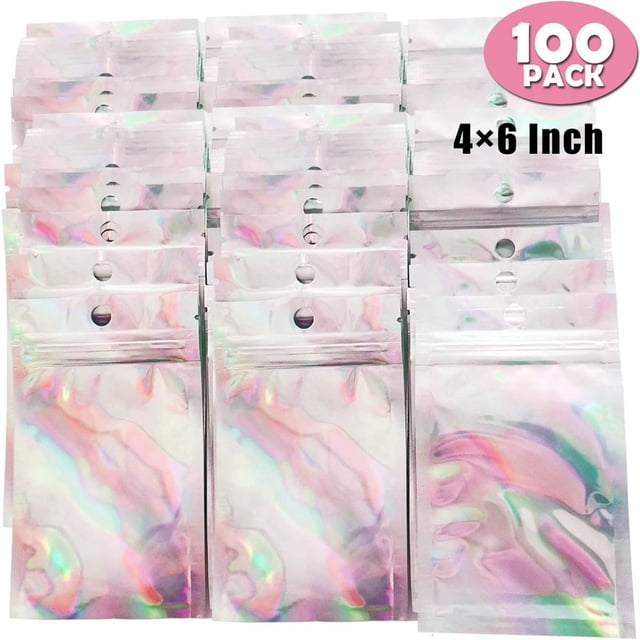 EGNMCR 100 Pcs Sacs Ziploc Refermables Pochette en Papier D\'aluminium pour Fête Rangement des Aliments Réutilisable Rangement