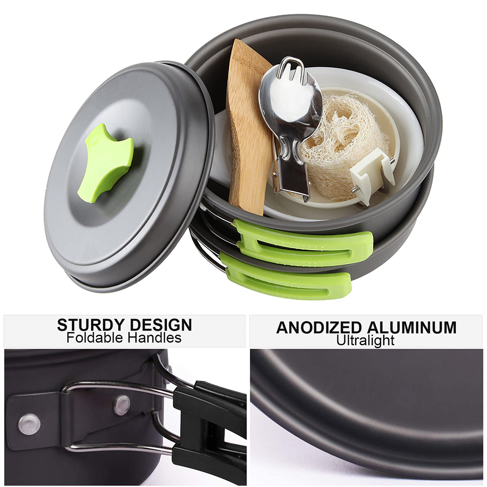 Outdoor Camping Portable Tableware Fry Pan Pot Cooking Travel Picnic Set - image 3 of 8