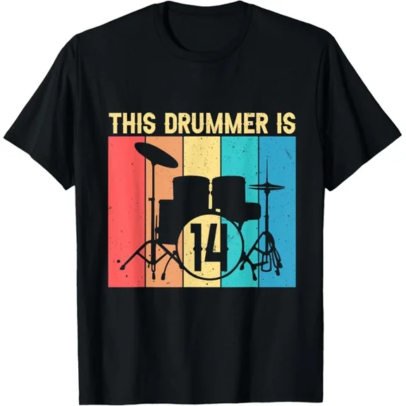 DOPASHIRT This Drummer Is 14 Year Old Bday 14Th Birthday Drum Theme T-Shirt Unisex S-5XL Hot Trending Shirt, Vintage Birthday Gift