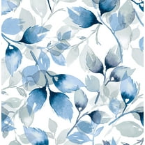 Lillian August Luxe Haven Watercolor Tossed Leaves Peel and Stick Wallpaper 20.5 in W x 18 ft. L - Blue Lagoon