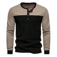 thumbnail image 2 of Miluxas Men's Fashion Casual Front Placket Long Sleeve Henley T-Shirts Cotton Shirts Black 10(XL), 2 of 5