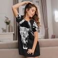 thumbnail image 3 of Haiem White Black Sheep skull Print Women’s Short-sleeved Nightdress – Comfortable and Loose-Fit Sleepwear, Soft Cotton Sleep Shirt for Relaxing, Casual Nightdress, 3 of 6