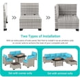 thumbnail image 6 of Muphyers 8 Piece All Weather Outdoor Furniture Set, Wicker Rattan Patio Sectional Sofa, Modular Conversation Set with Multi‑Functional Ottomans Wood Table for Backyard Garden Poolside Deck,Turquoise, 6 of 6