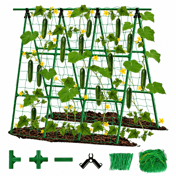Efoee Garden Trellis 62 in x 47 in Green Metal A-Shape Trellises