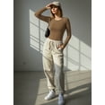 thumbnail image 6 of MOYIKO Crewneck Long Sleeve Body Suits Womens Slim Fitted Tight Basic Tops, 6 of 7