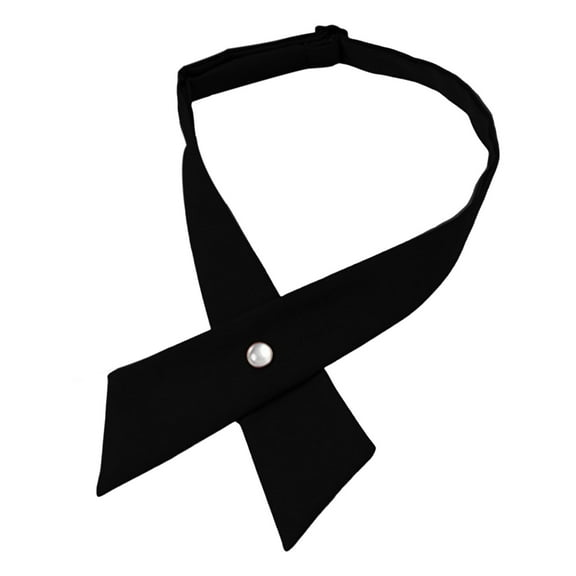 Dicky Collar Woman Women Shirt Tie Solid Color Design Easy Buckle Fastening Design Neck Tie Graduation Work Student Tie Black