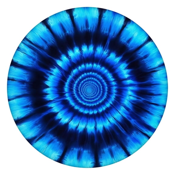 Blue Tie Dye Spiral Pattern Round Fitted Tablecloth with Elastic Edge,Dining Table Cover Waterproof,Outdoor Round Tablecloth for Camping,Dining,Indoor and Outdoor