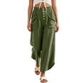 thumbnail image 3 of Tbopshirt Pants for Women Solid Color Loose Casual Long Pants with Pockets and Elastic Waist,Army Green,S-XXL, 3 of 6