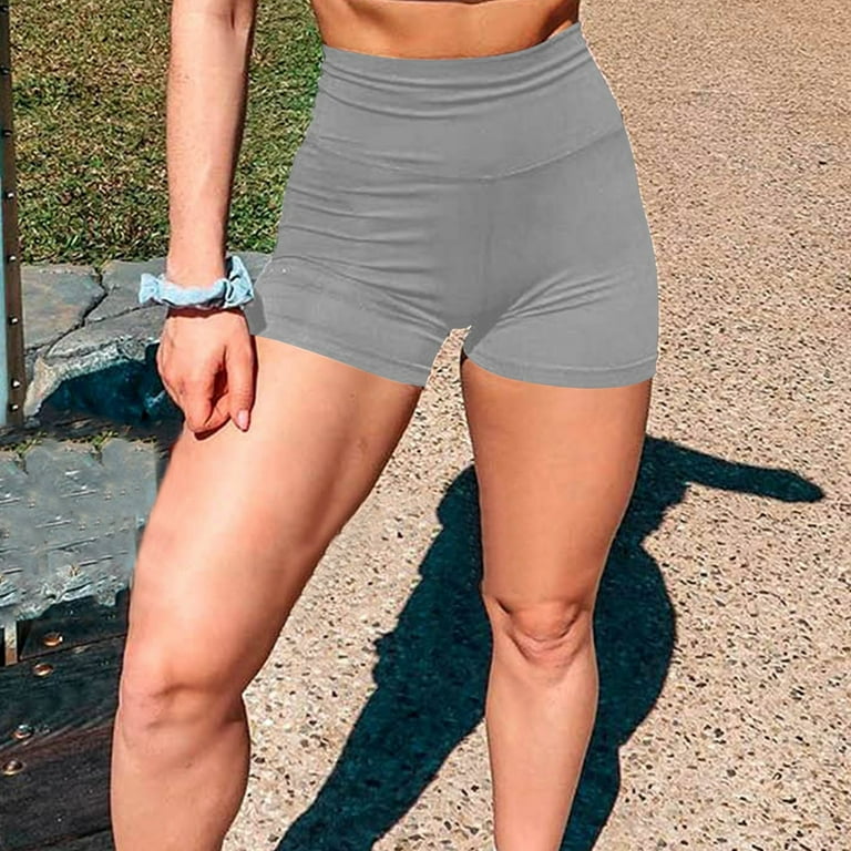Womens Ruched Lifting Gym Shorts High Waisted Booty Yoga Shorts Workout  Running Twerking Daisy Dukes Shorts(Gray 3XL)