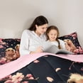 thumbnail image 4 of Erosebridal Couple Capybara Kid Bedding Comforter Set, Cherry Blossoms King Bedding Sets, Black Pink, 7pcs, 4 of 7