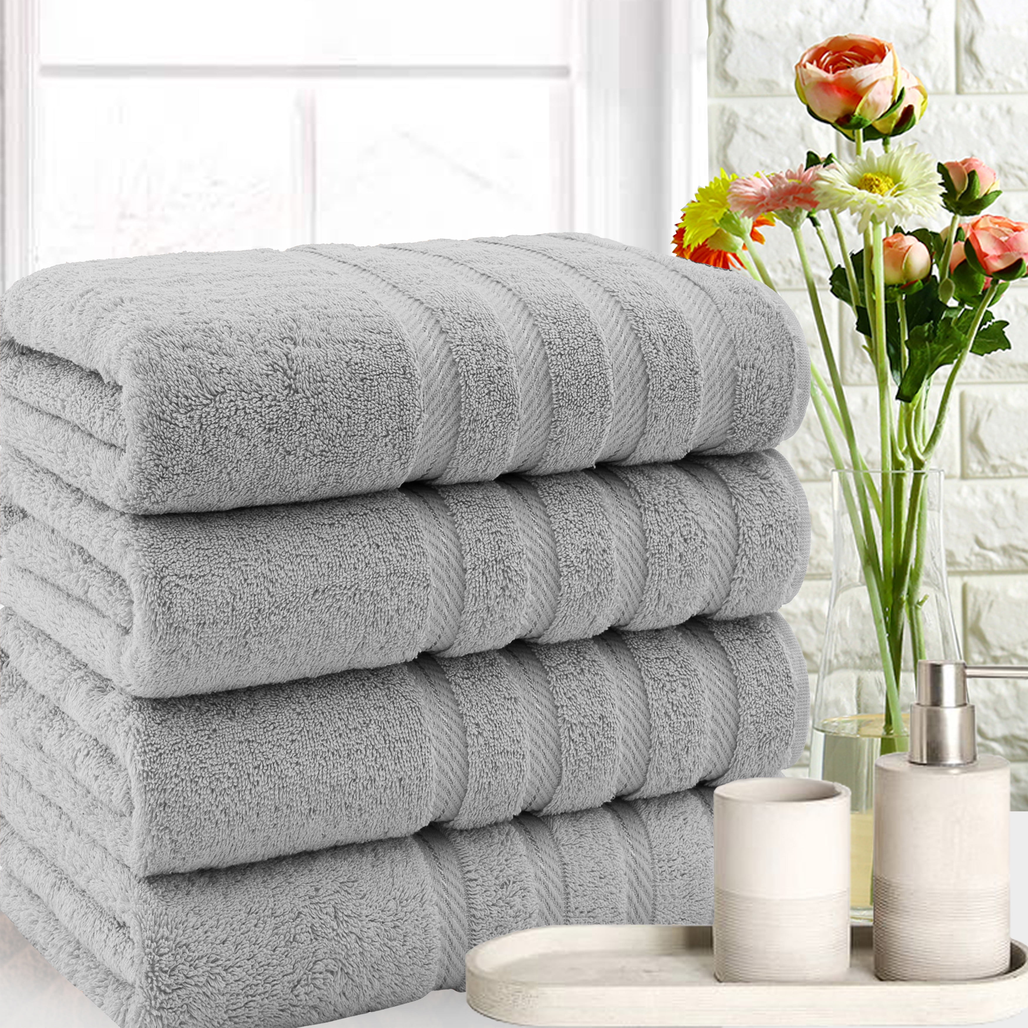 American Soft Linen 6 Piece Towel Set, 100% Cotton Towels for Bathroom,  Dorlion Collection, Grey
