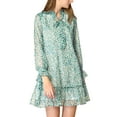 thumbnail image 3 of MODA NOVA Juniors Ruffle Tie Neck Casual Loose Shift Floral Dress, 3 of 6