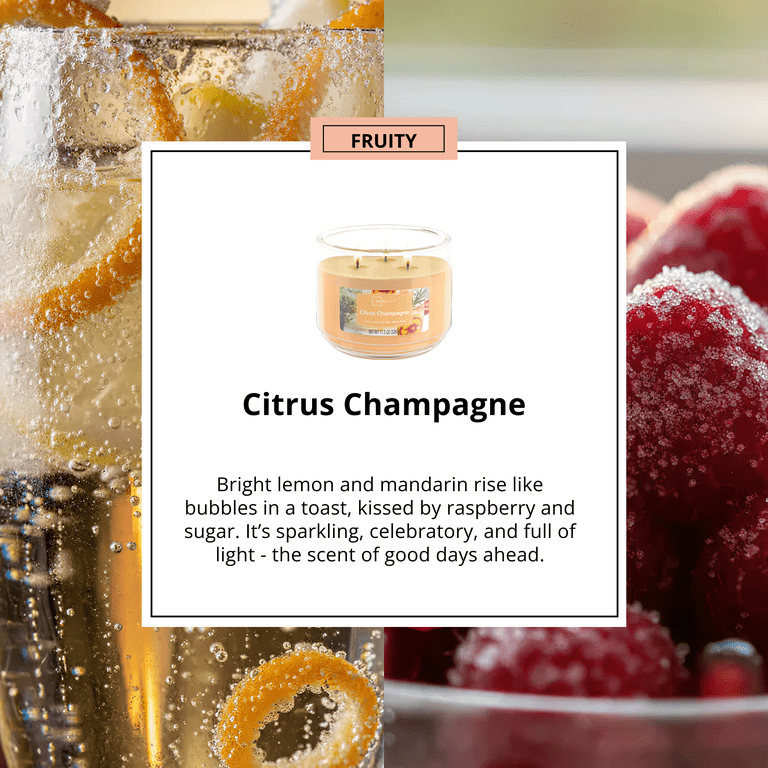Mainstays Citrus Champagne Scented 3-Wick Glass Jar Candle, 11.5