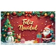 thumbnail image 4 of Red Theme Christmas Banner Gold Font Feliz Navidad Banner Christmas Tree Decor Gift Boxes Holiday Banner for Christmas Party Home Decoration Photo Backdrop, 4 of 8