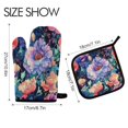 thumbnail image 2 of Yayeee Oven Mitts and Pot Holder Set of 4 Heat Resistant Kitchen Gloves Baking Hot Pad, Puprle Ethereal Floral Harmony, 2 of 5