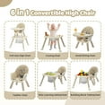 thumbnail image 2 of Zimtown Baby High Chair, 6 in 1 Convertible High Chairs for Babies and Toddlers, Portable Feeding Chair with 5-Point Safety Harness, Adjustable Dining Tray, Beige, 2 of 10