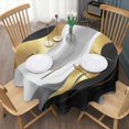 thumbnail image 3 of Black Marble Gold Line Pattern Round Tablecloth 60"x60",Wrinkle Wipeable Table Cloth for Kitchen Dining Room Picnic Patio Party, 3 of 6