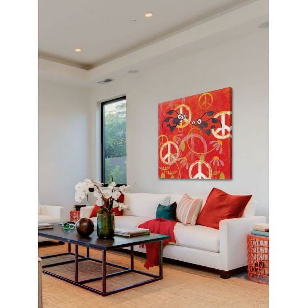 "Peace Sign Ladybugs I" Painting Print on Wrapped Canvas